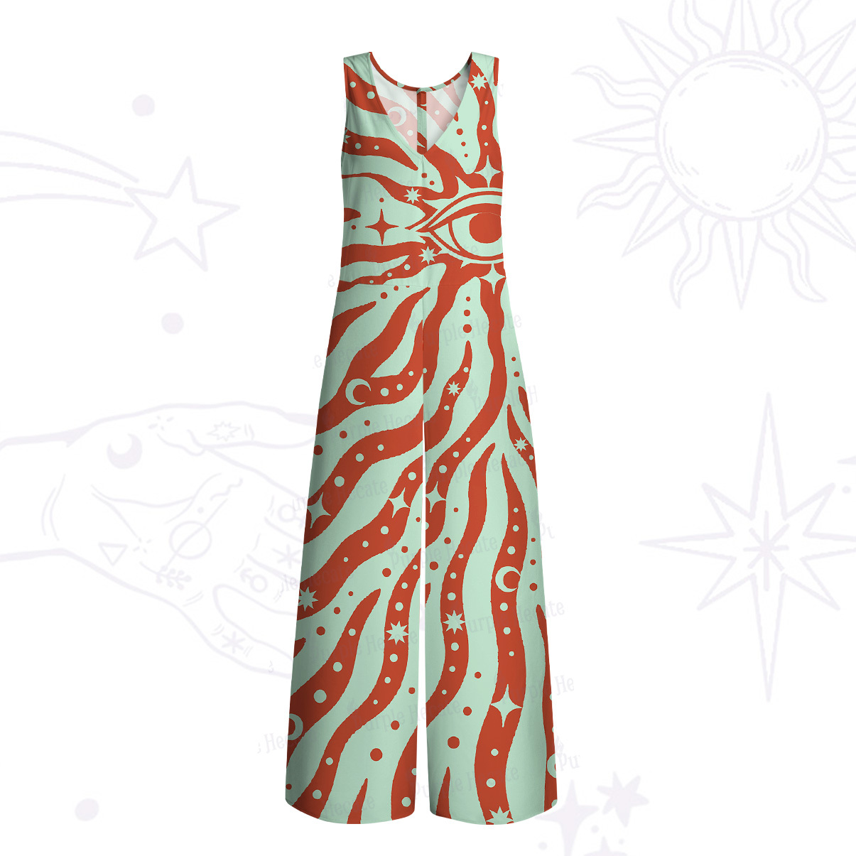 Purplehecate Green Vision Illusion Wide Leg Jumpsuit