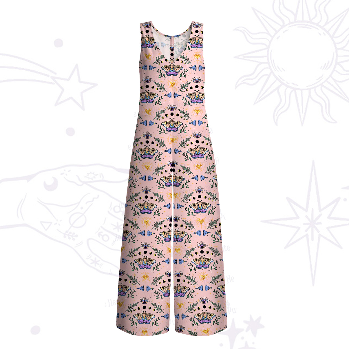 Purplehecate Luna Moth Witch Wide Leg Jumpsuit