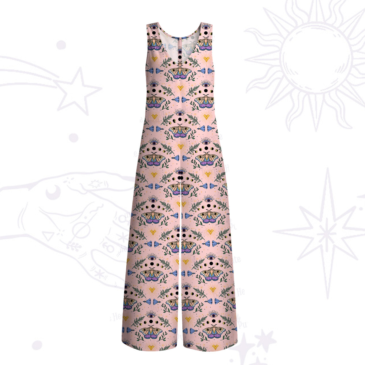 Purplehecate Luna Moth Witch Wide Leg Jumpsuit