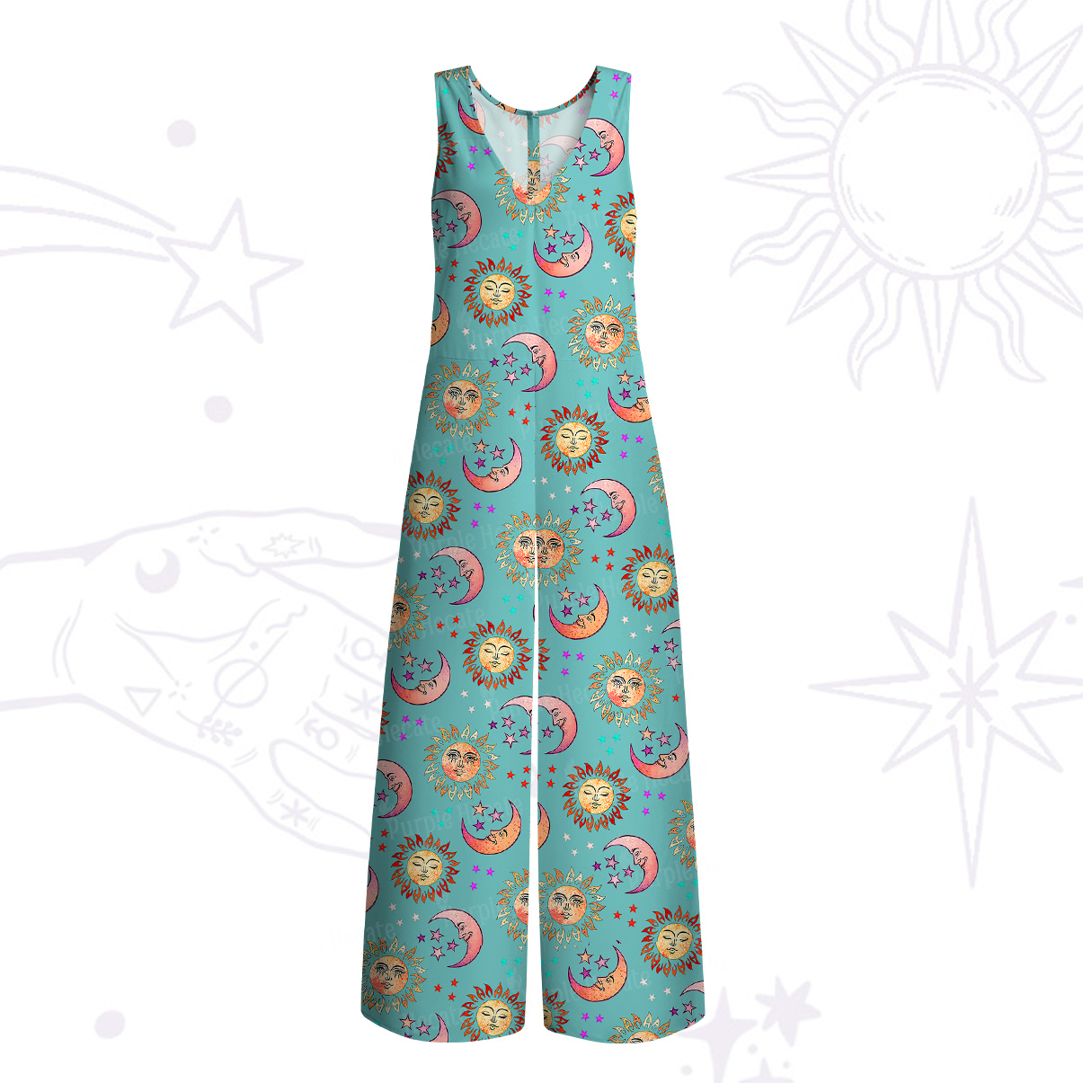 Purplehecate Dancing Suns and Lunar Dreams Wide Leg Jumpsuit