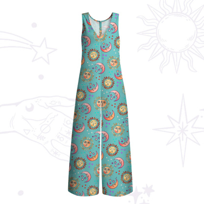Purplehecate Dancing Suns and Lunar Dreams Wide Leg Jumpsuit