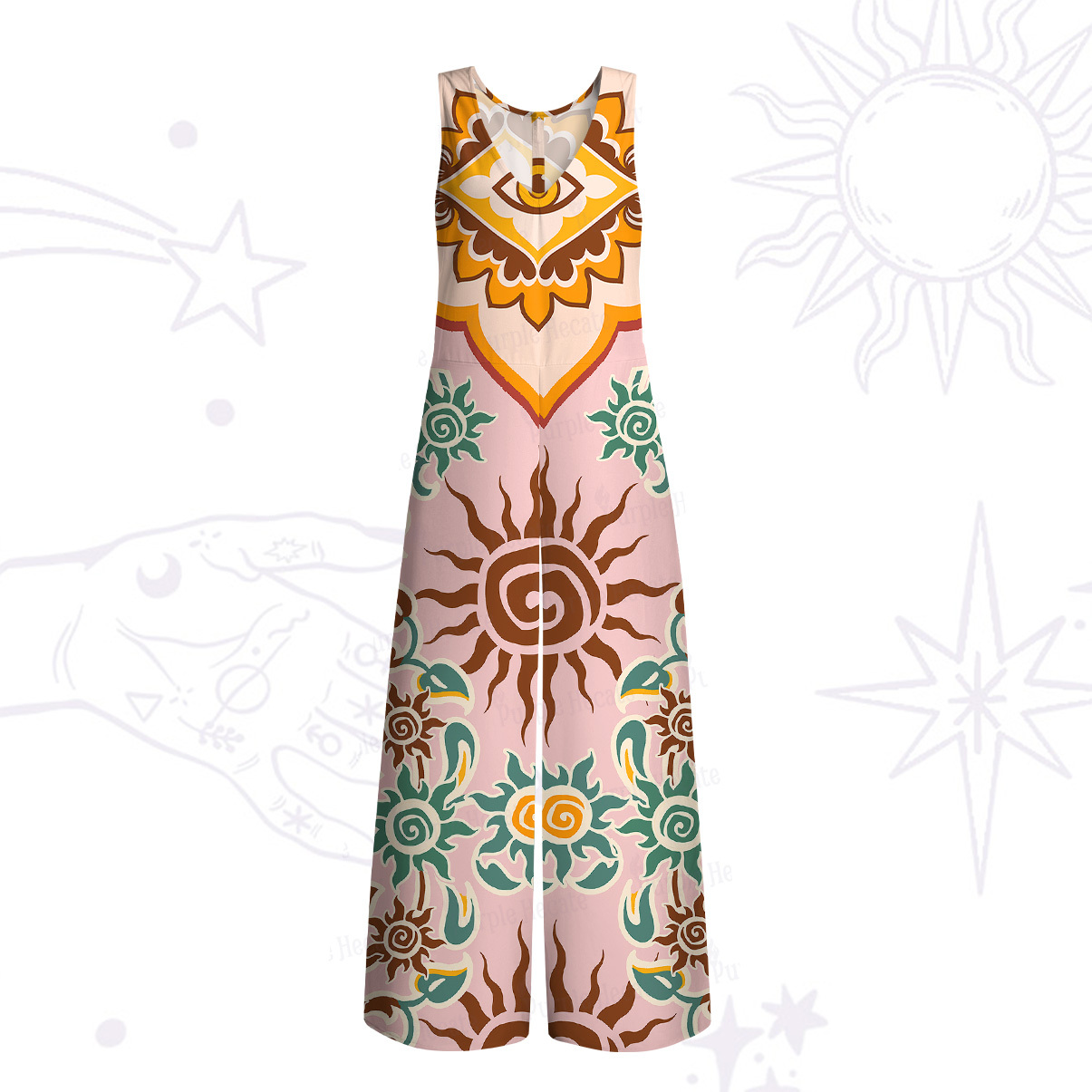 Purplehecate Solar Whispers Witch Wide Leg Jumpsuit