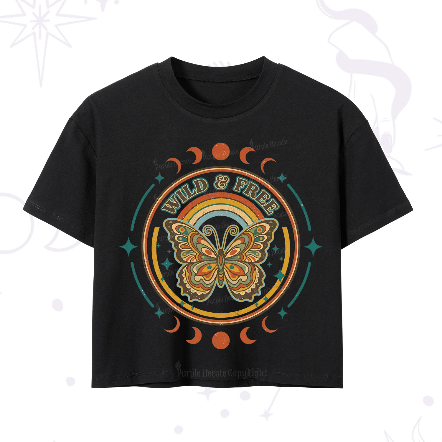 Purplehecate Wild And Free Butterfly Crop T-Shirt