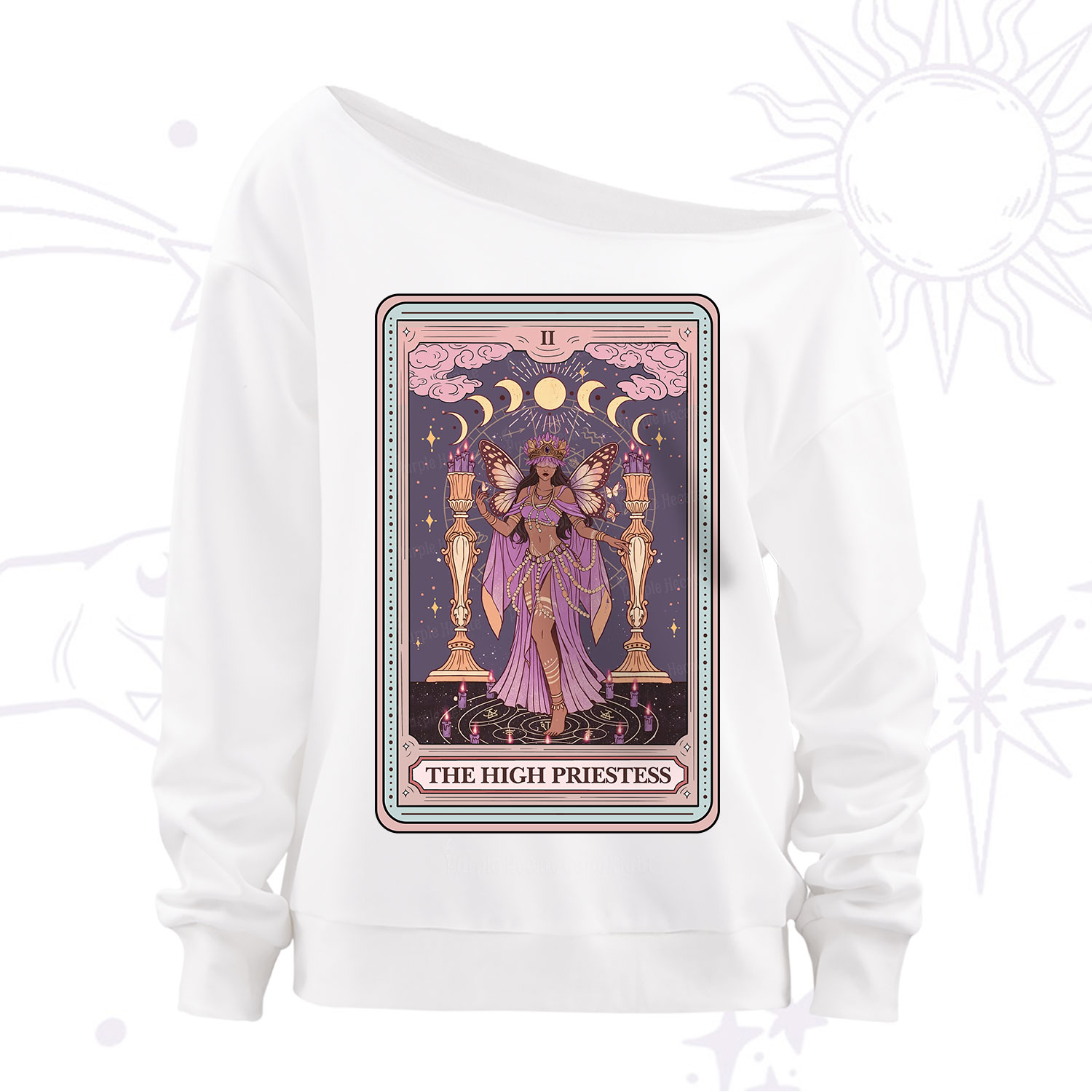Purplehecate The Mystic High Priestess Off The Shoulder Sweatshirt