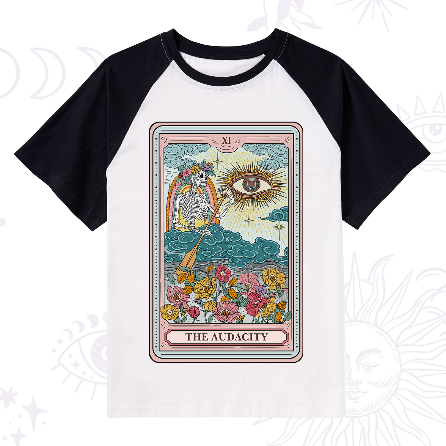 Purplehecate The Audacity Tarot Raglan Short Sleeve T‑Shirt