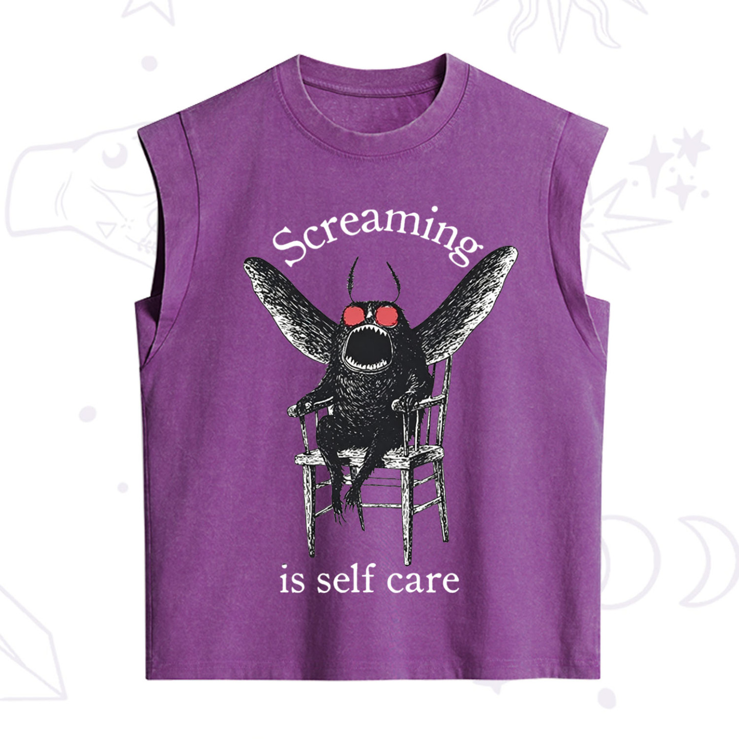 Purplehecate Mothman Screaming Vintage Washed Tank