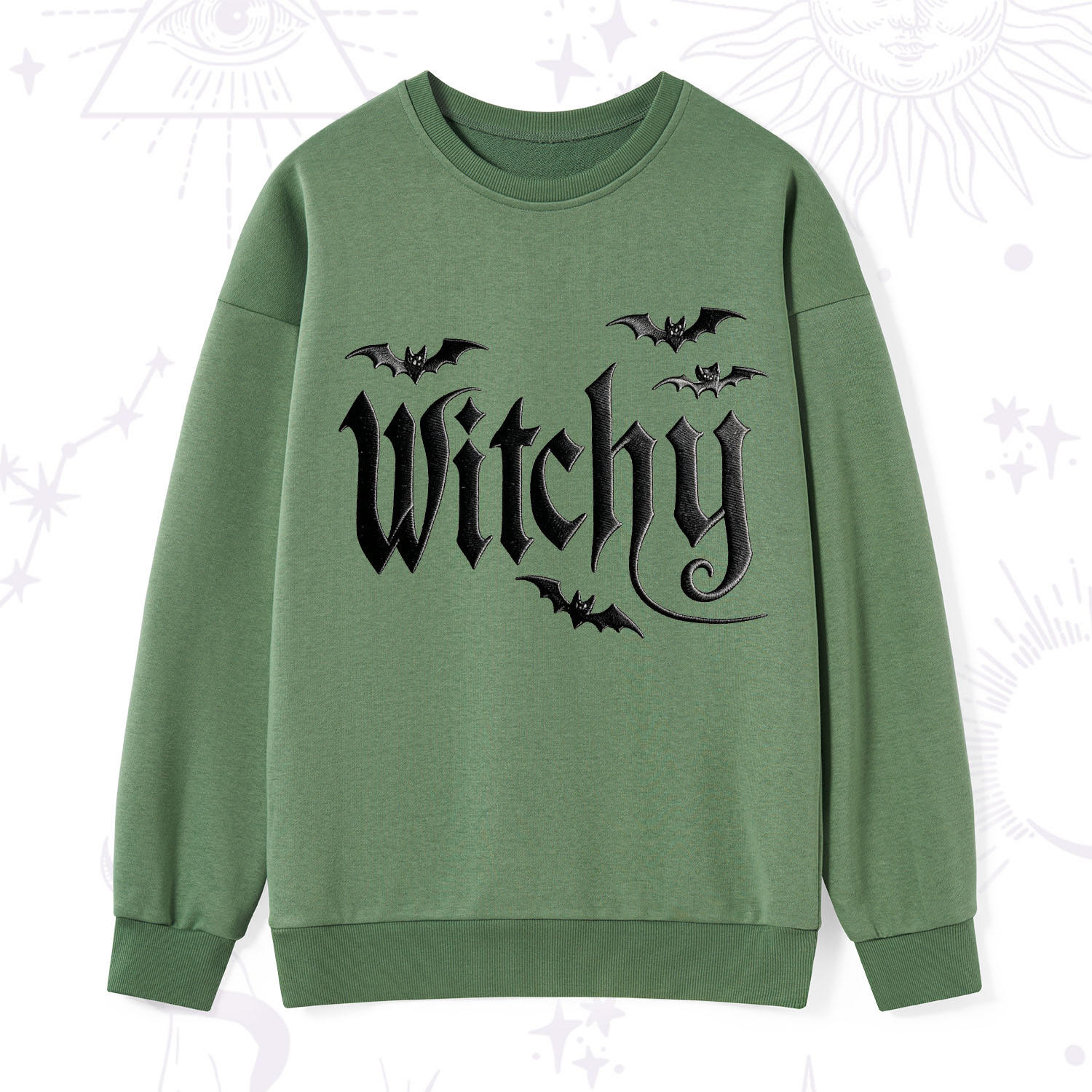 Purplehecate Gothic Bat Embroidered Sweatshirt