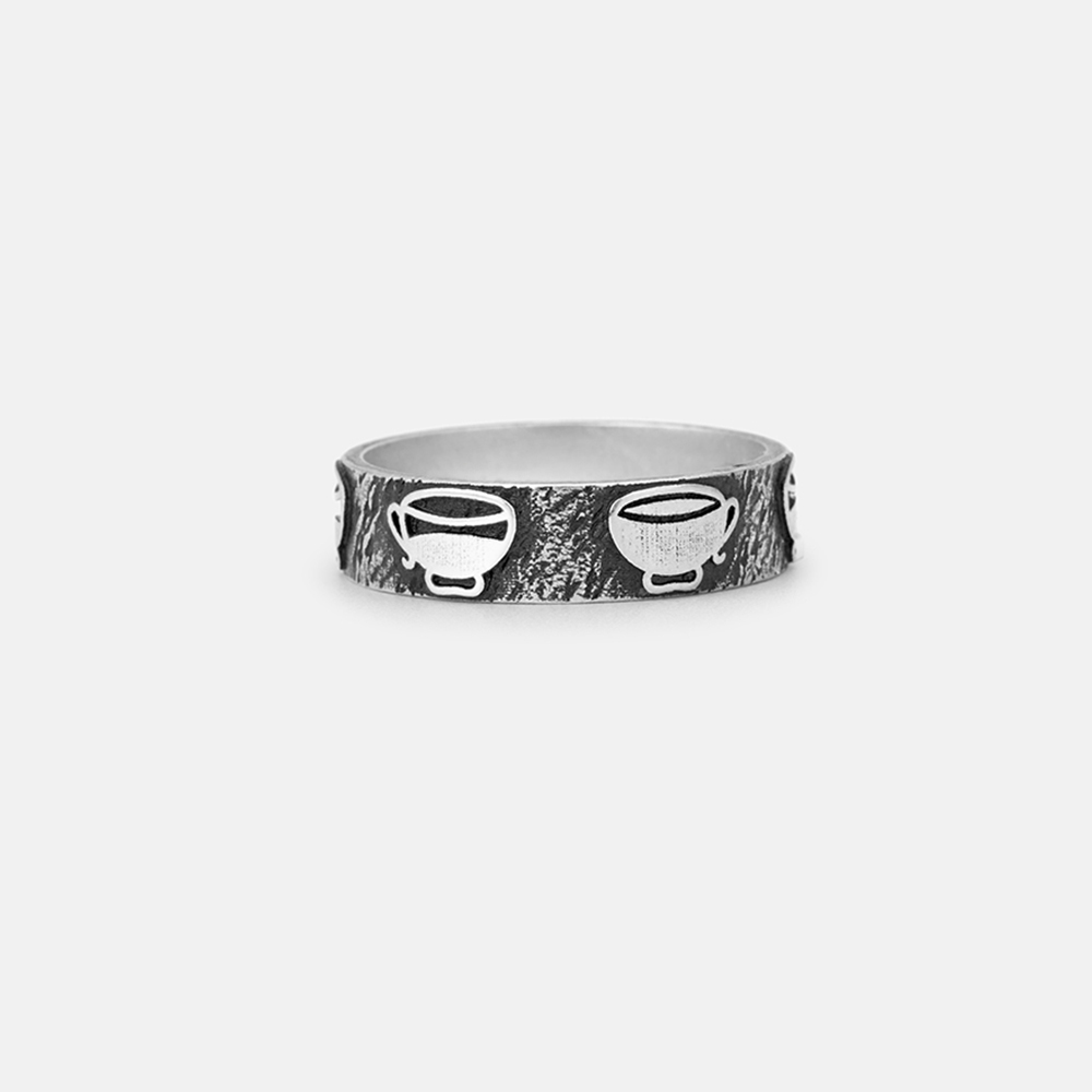 Purplehecate Moon Phase Coffee Sterling Silver Ring