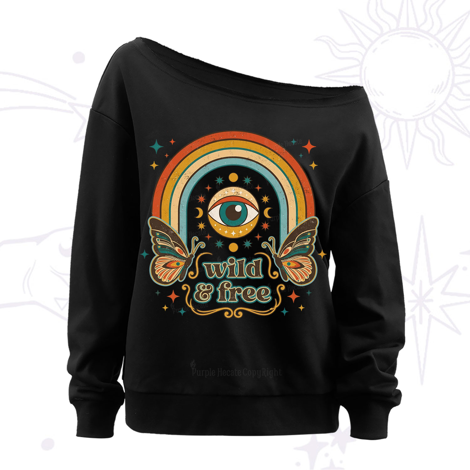 Purplehecate Wild And Free Off The Shoulder Sweatshirt