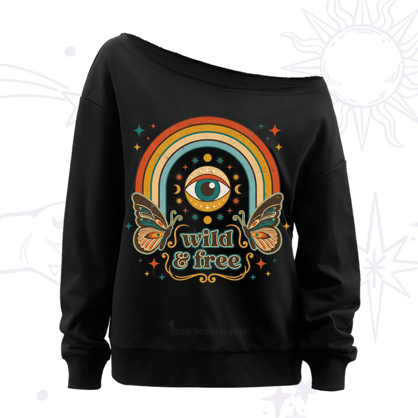 Purplehecate Wild And Free Off The Shoulder Sweat