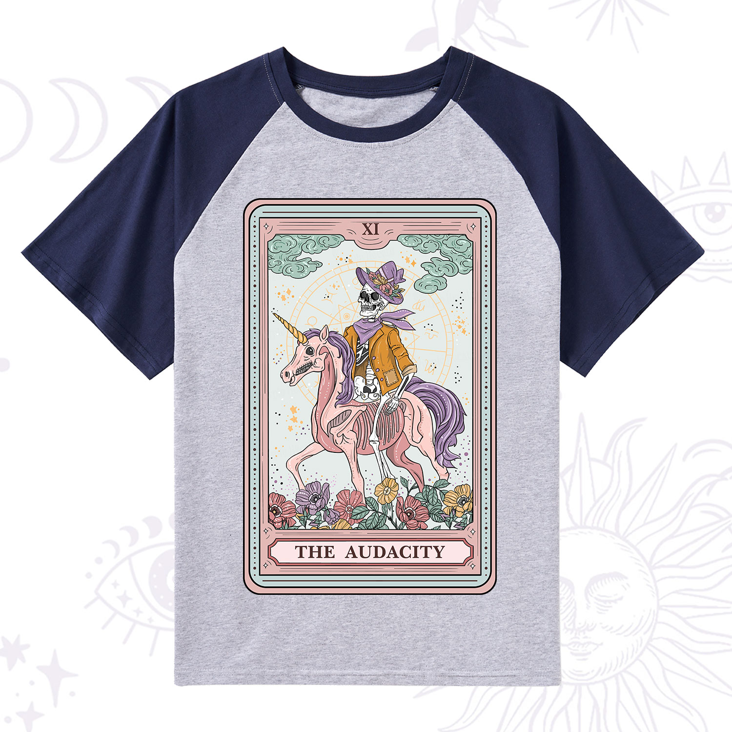 Purplehecate The Audacity Tarot Card Raglan Short Sleeve T‑Shirt