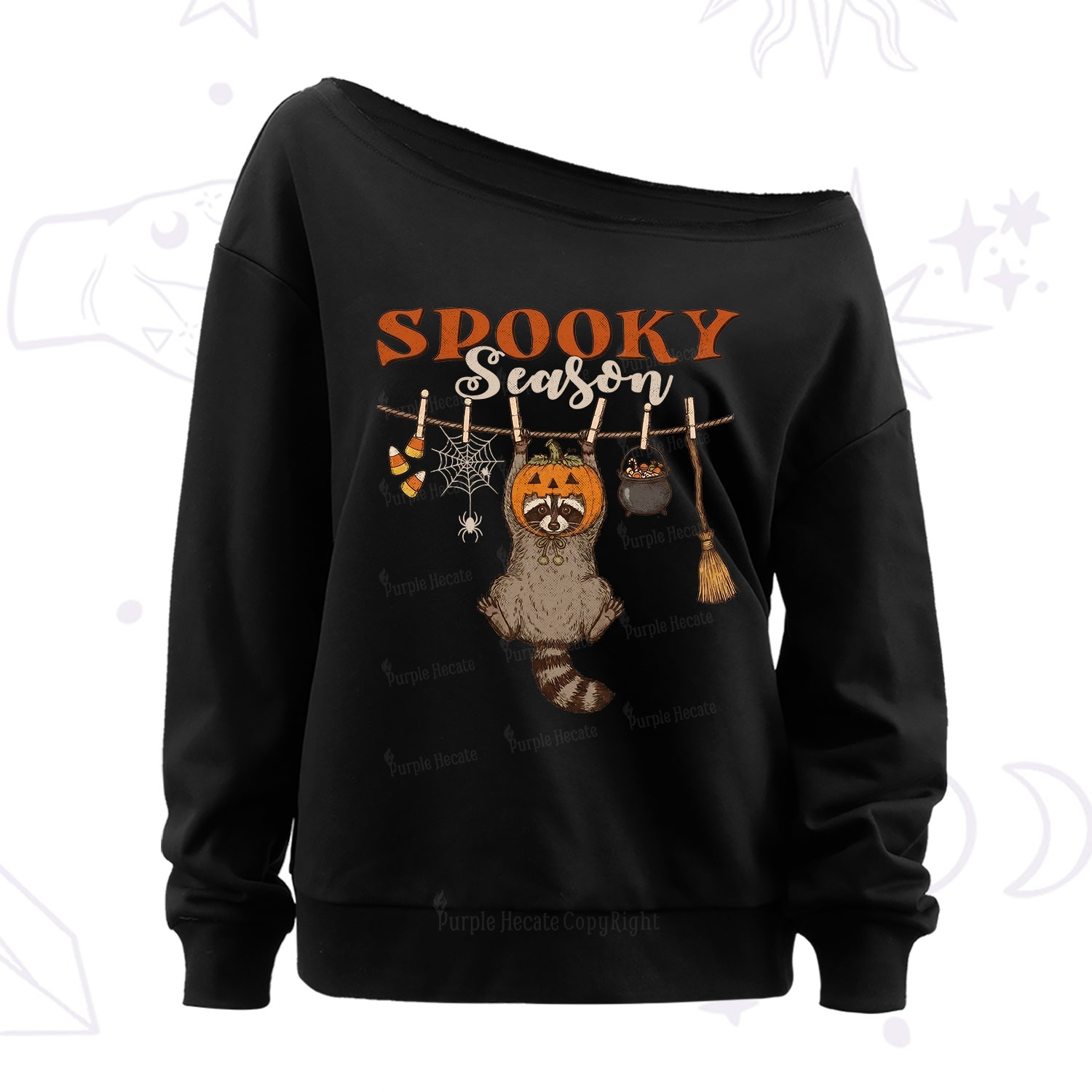 Purplehecate Spooky Season Off The Shoulder Sweatshirt