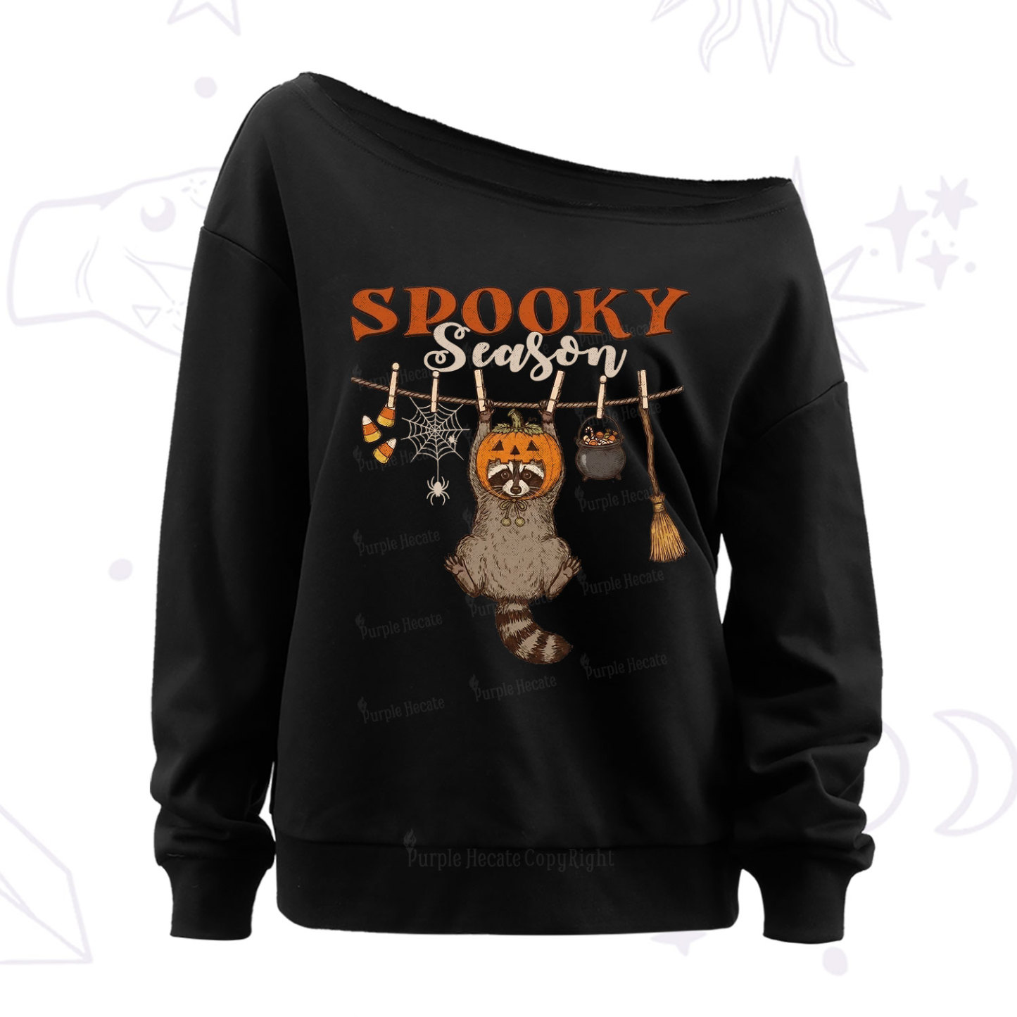 Purplehecate Spooky Season Off The Shoulder Sweatshirt
