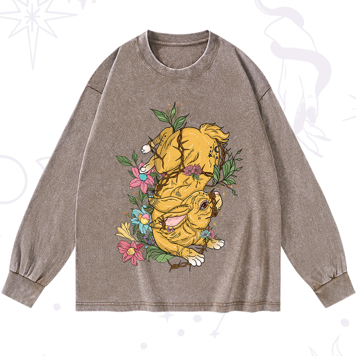 Purplehecate Thorn Bunny Easter Washed Long Sleeve Shirt
