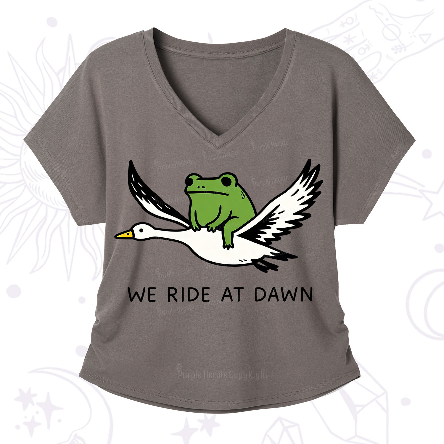 Purplehecate We Ride at Dawn V-Neck T-Shirt