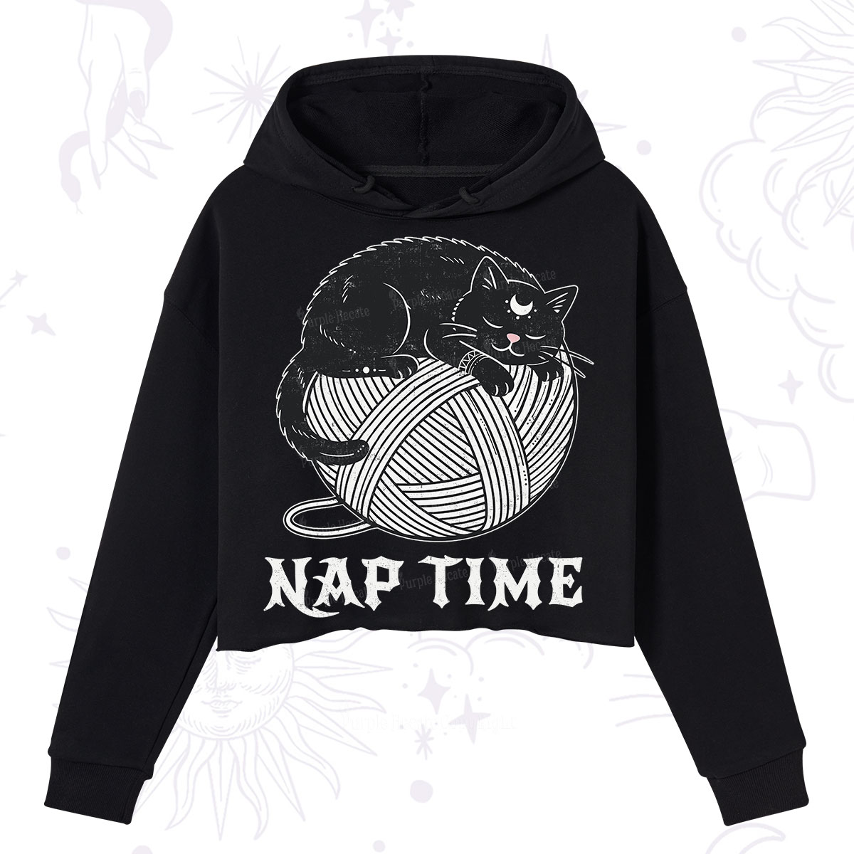 Purplehecate Nap Time Cat Crop Hoodie