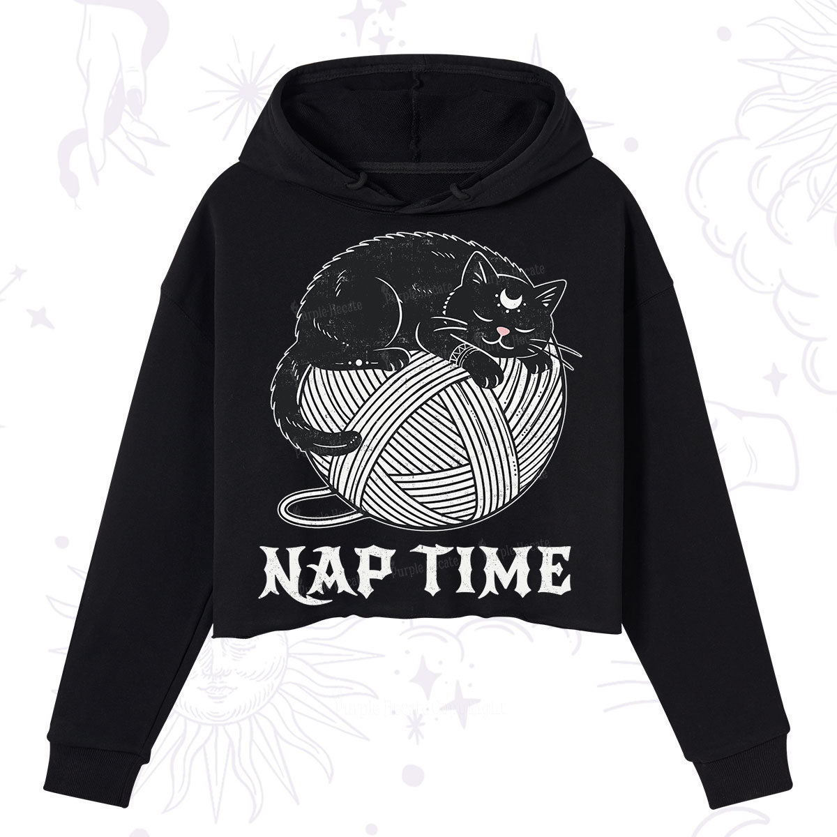 Purplehecate Nap Time Cat Crop Hoodie