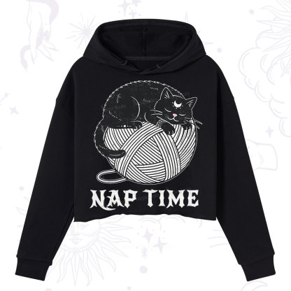 Purplehecate Nap Time Cat Crop Hoodie