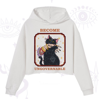 Purplehecate Become Ungovernable Cat Crop Hoodie