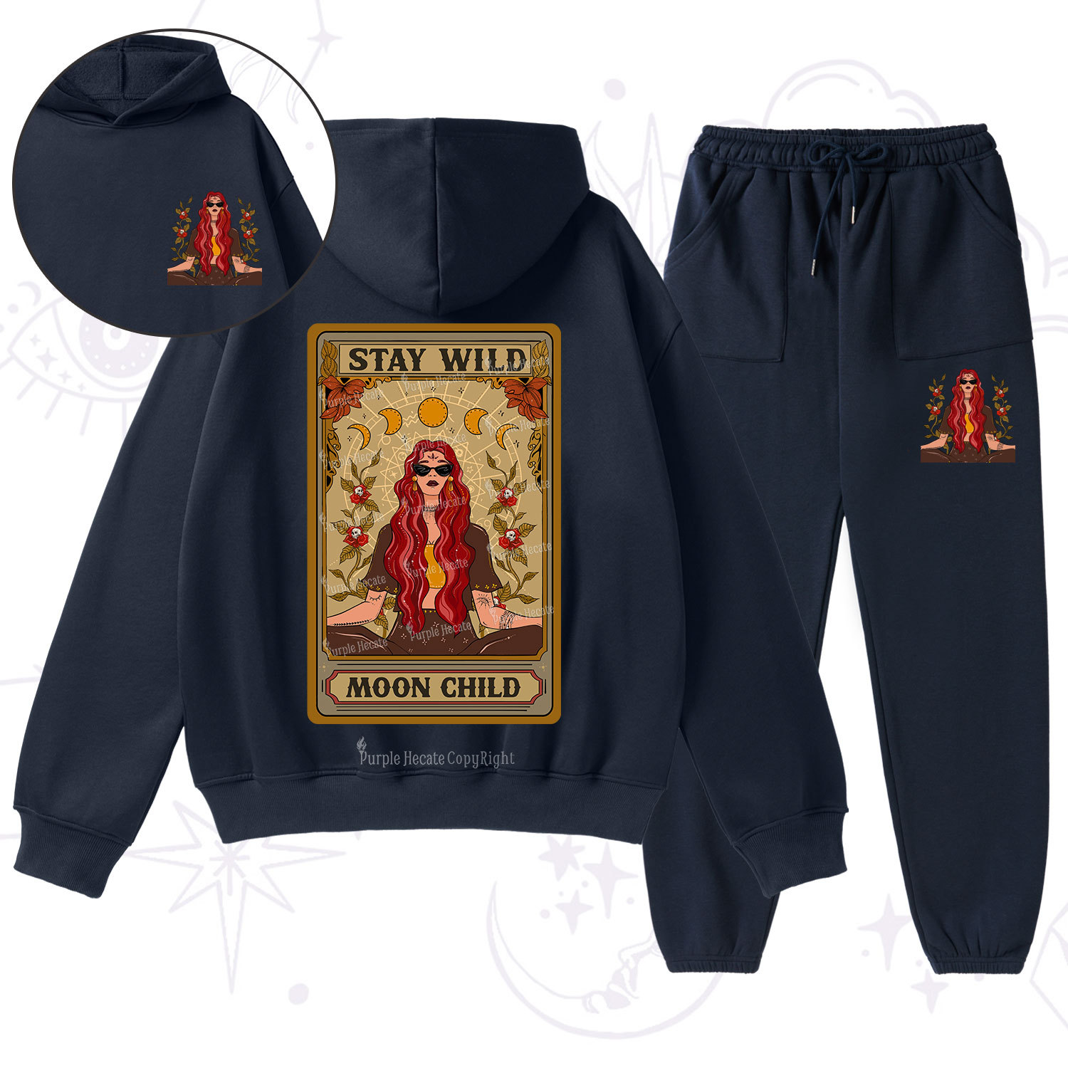 Purplehecate The Stay Wild Moon Child Oracle Card Fleece Hoodie Suit