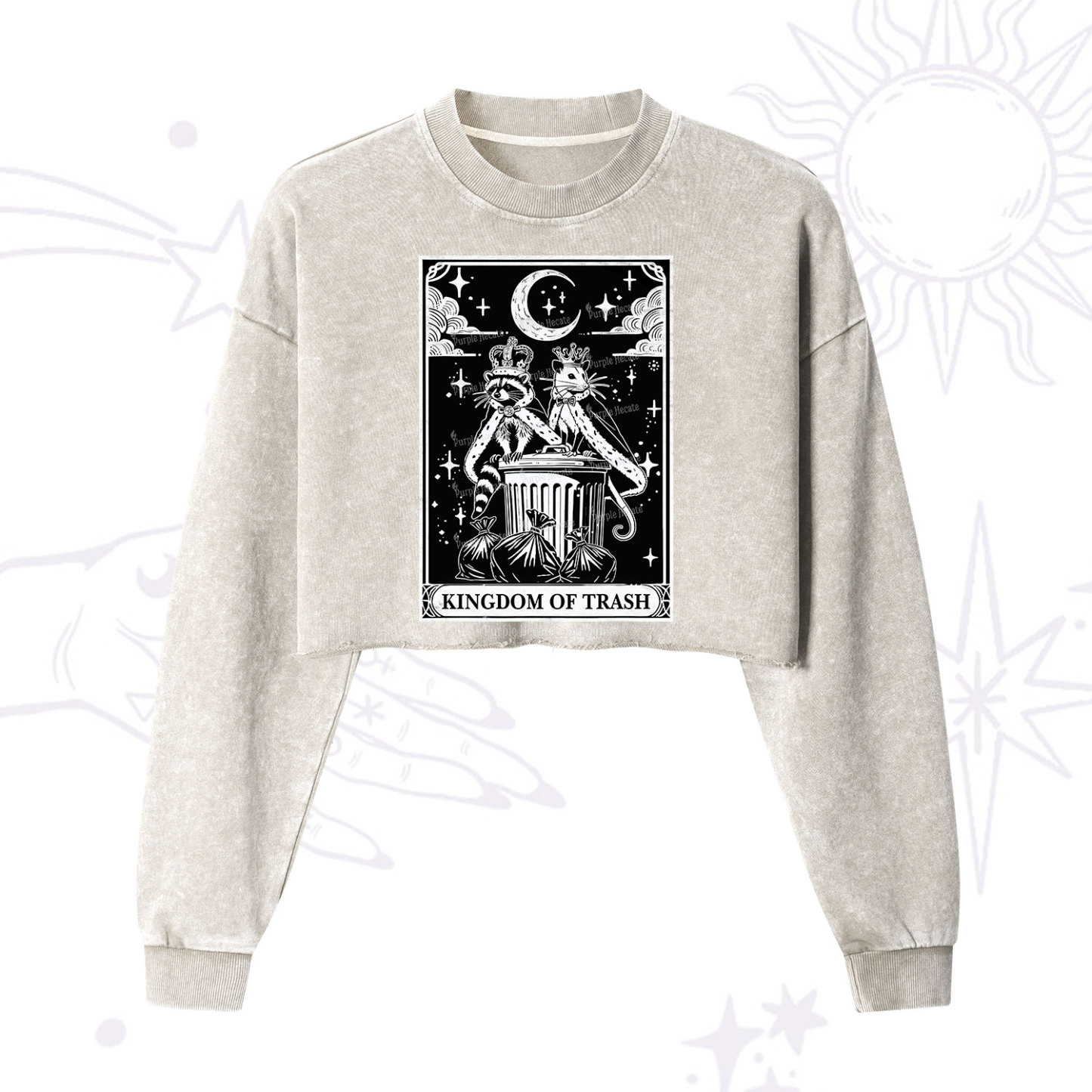 Purplehecate The Kingdom Of Trash Tarot Cropped Washed Sweatshirt