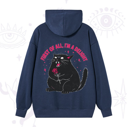 Purplehecate First Of All I'm A Delight Cat Hoodie