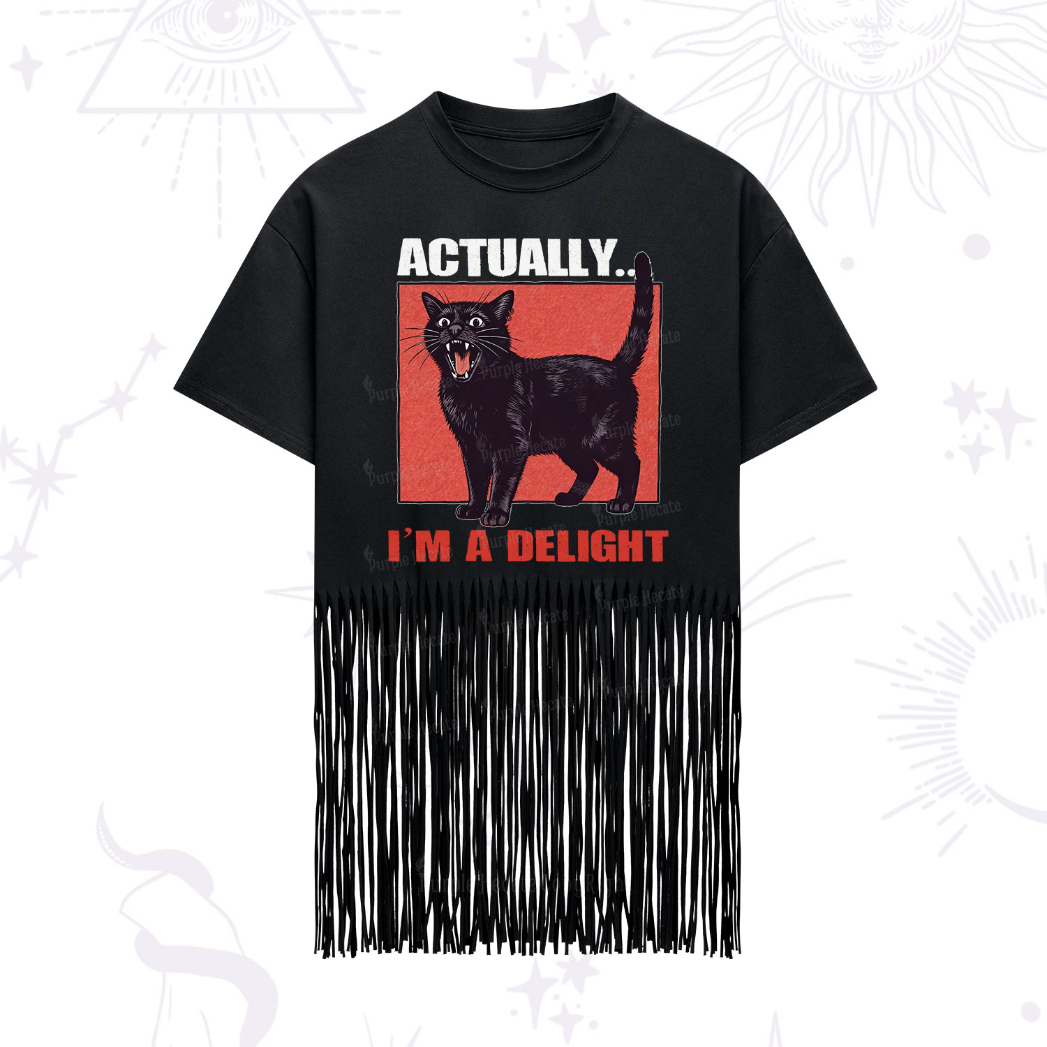 Purplehecate Actually Im a Delight Fringe Hem T-Shirt