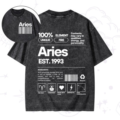 Purplehecate Aries Zodiac Washed T-Shirt
