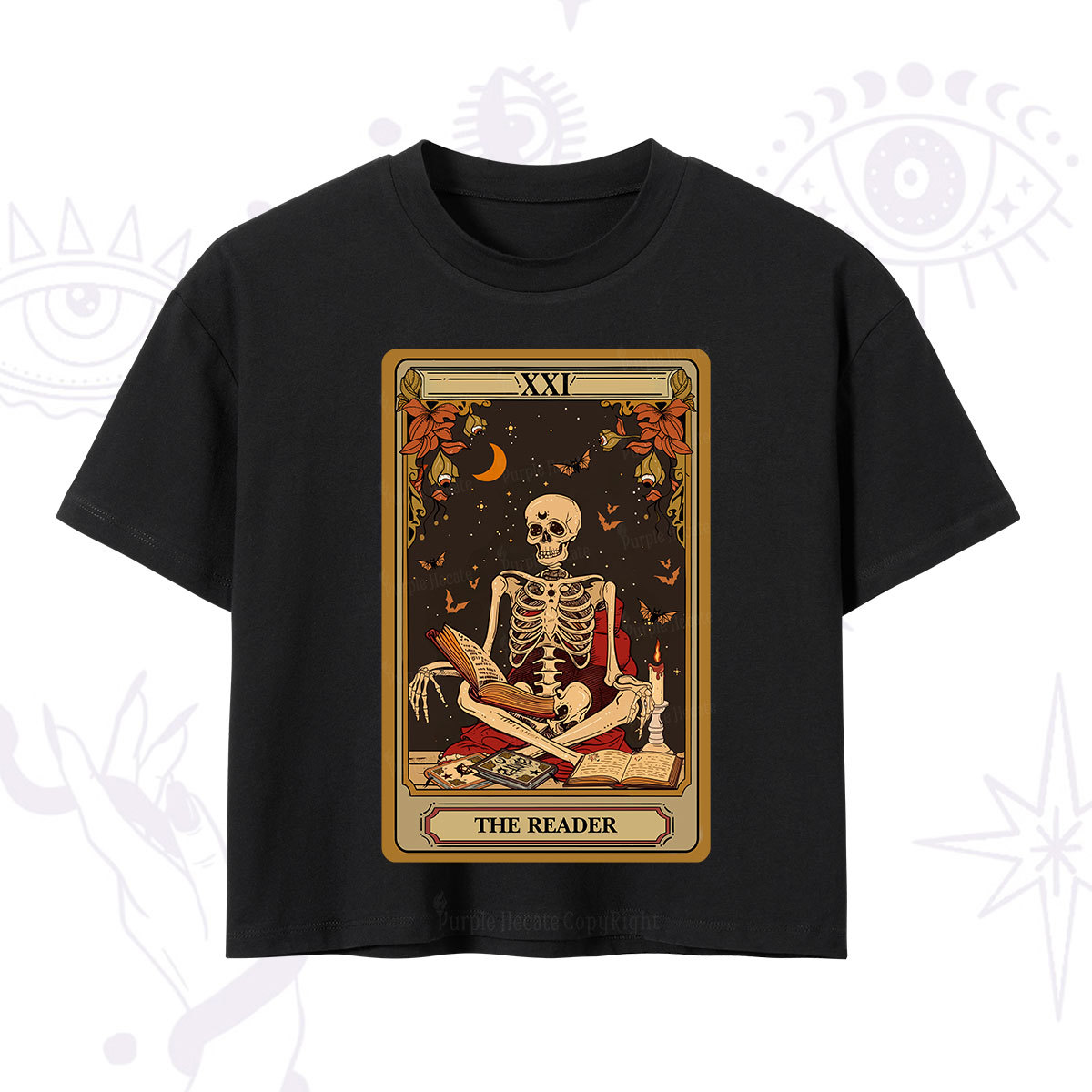 Purplehecate The Reader Tarot Card Crop T-Shirt