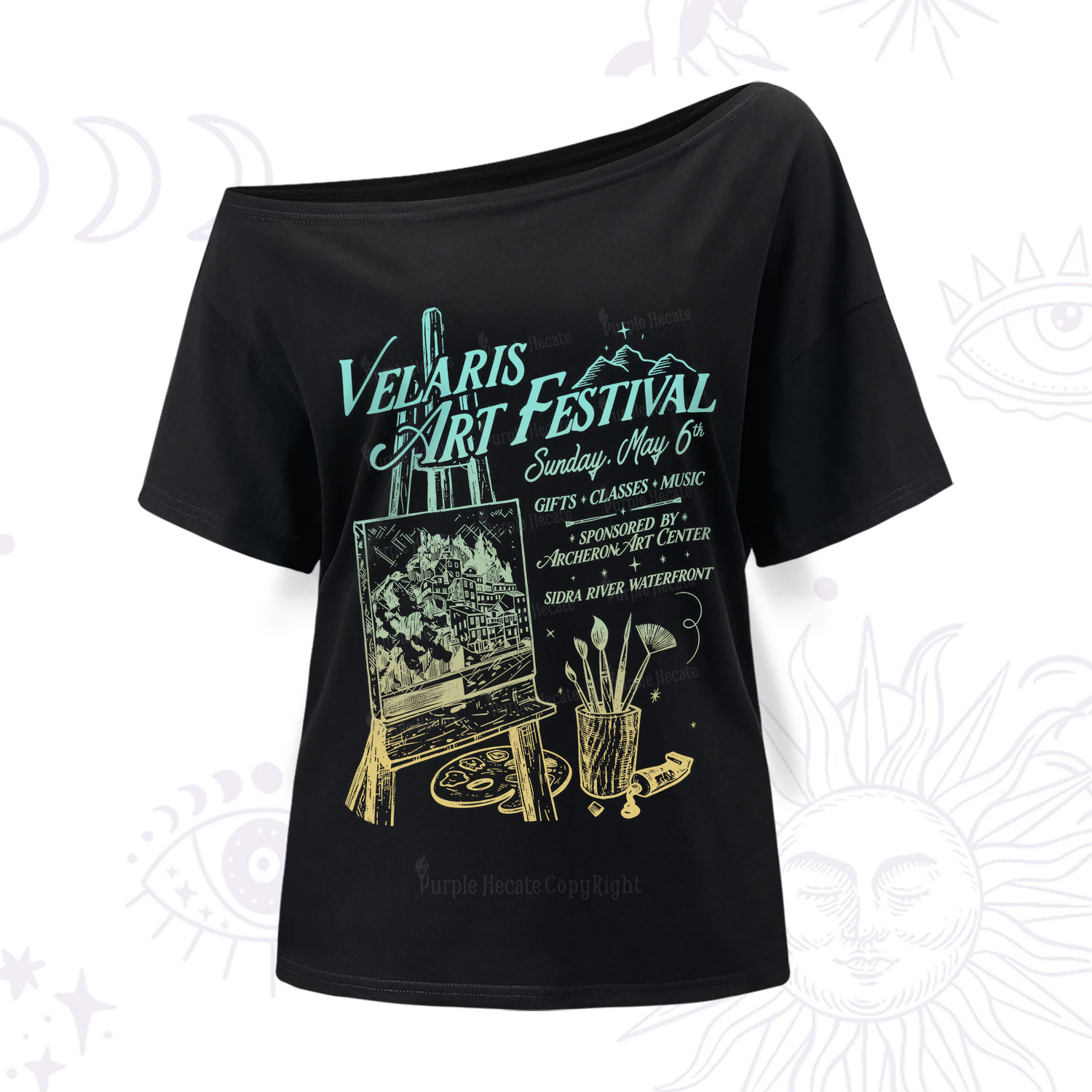 Purplehecate Starlight Court Art Show One Shoulder T-Shirt