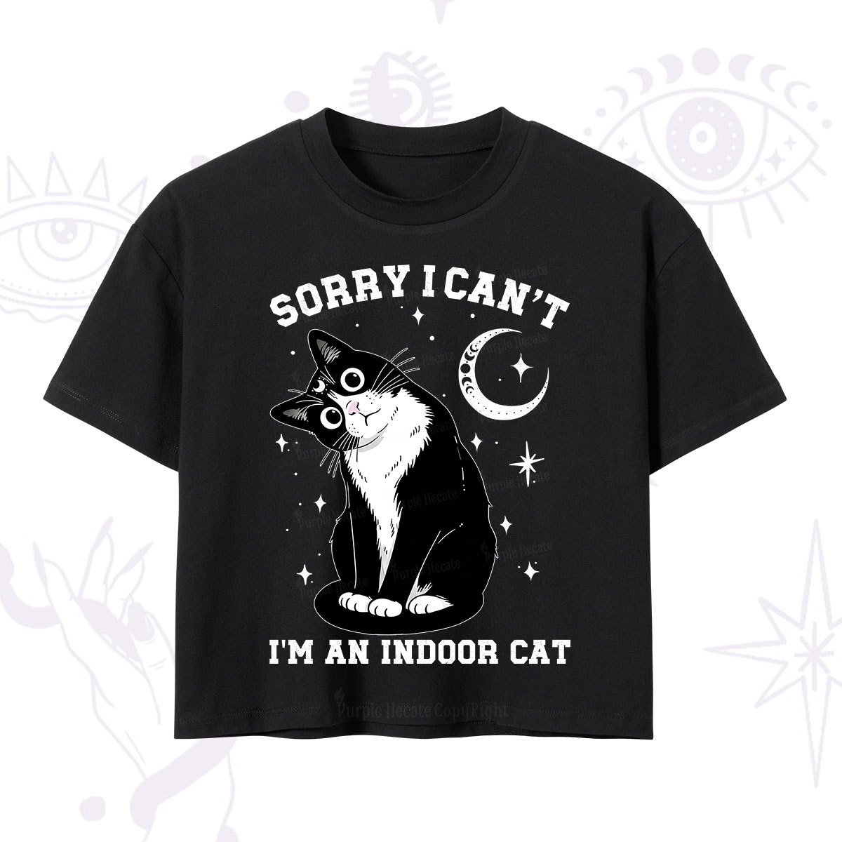 Purplehecate Sorry I Can't Go I'm an Indoor Cat Crop T-Shirt