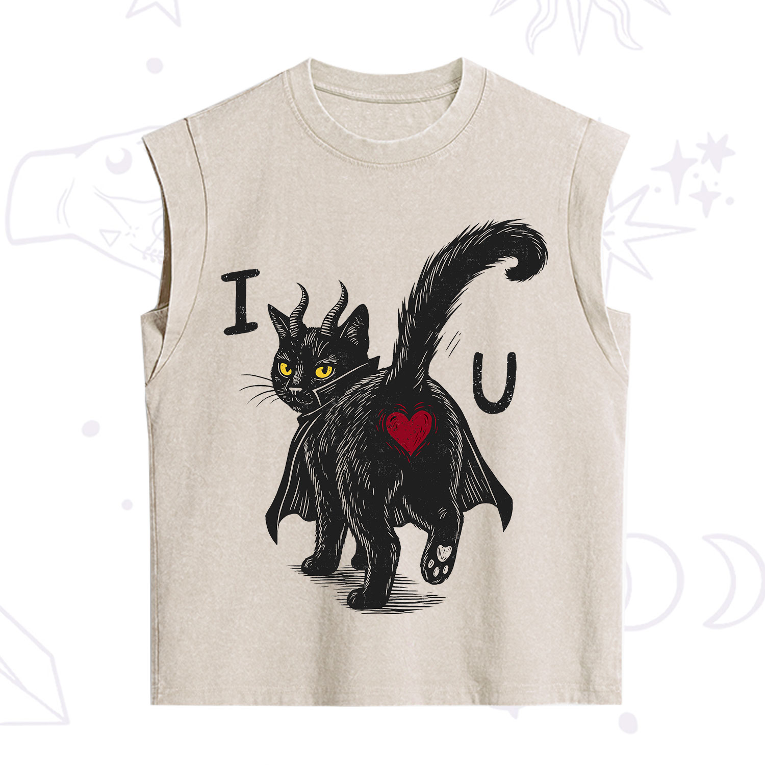 Purplehecate Bad Bad Evil Cat Vintage Washed Tank