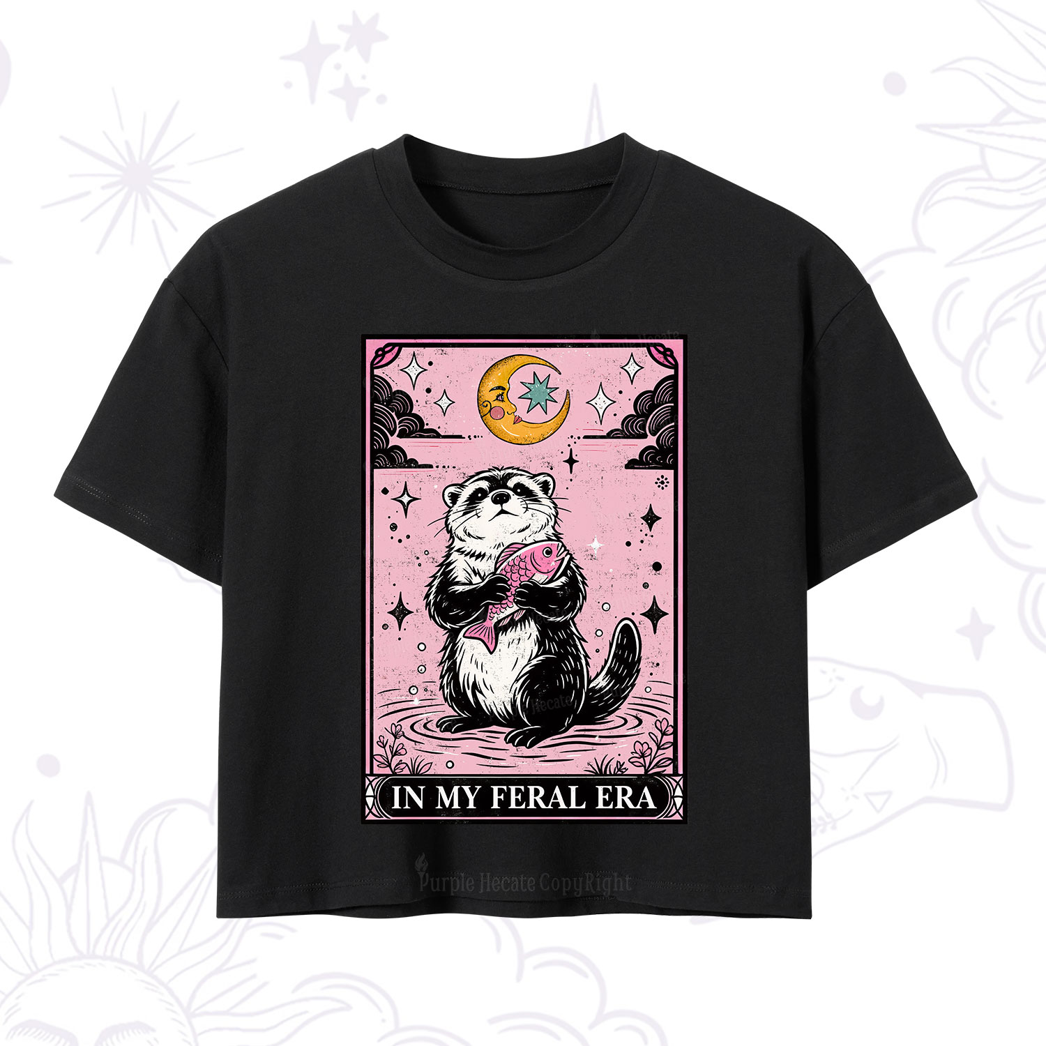 Purplehecate The In My Feral Era Tarot Otter Crop T-Shirt