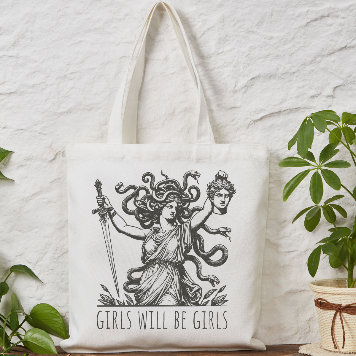 Purplehecate Girls Will Be Girls Medusa Tote Bag