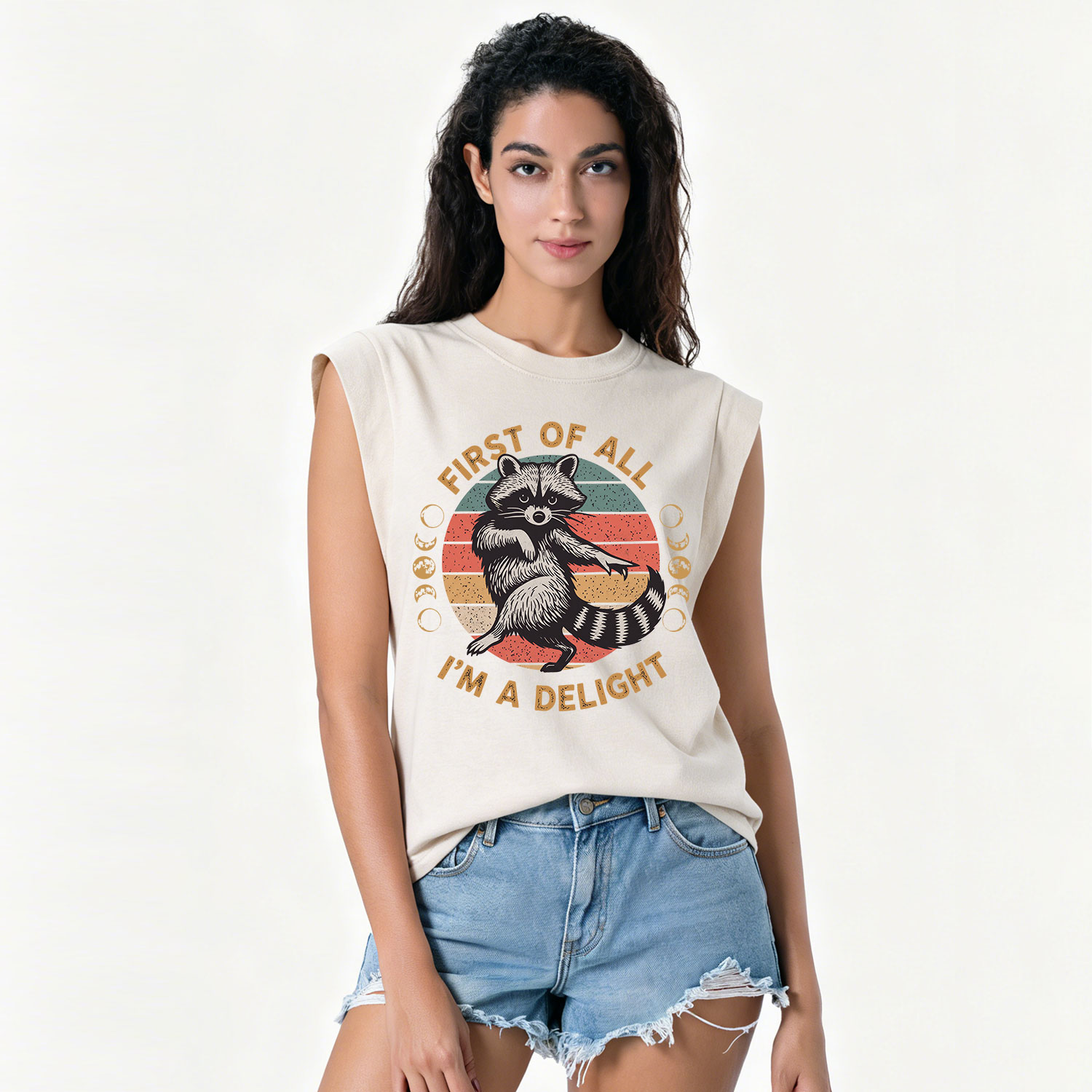 Purplehecate First of All I'm A Delight Raccoon Vintage Washed Tank