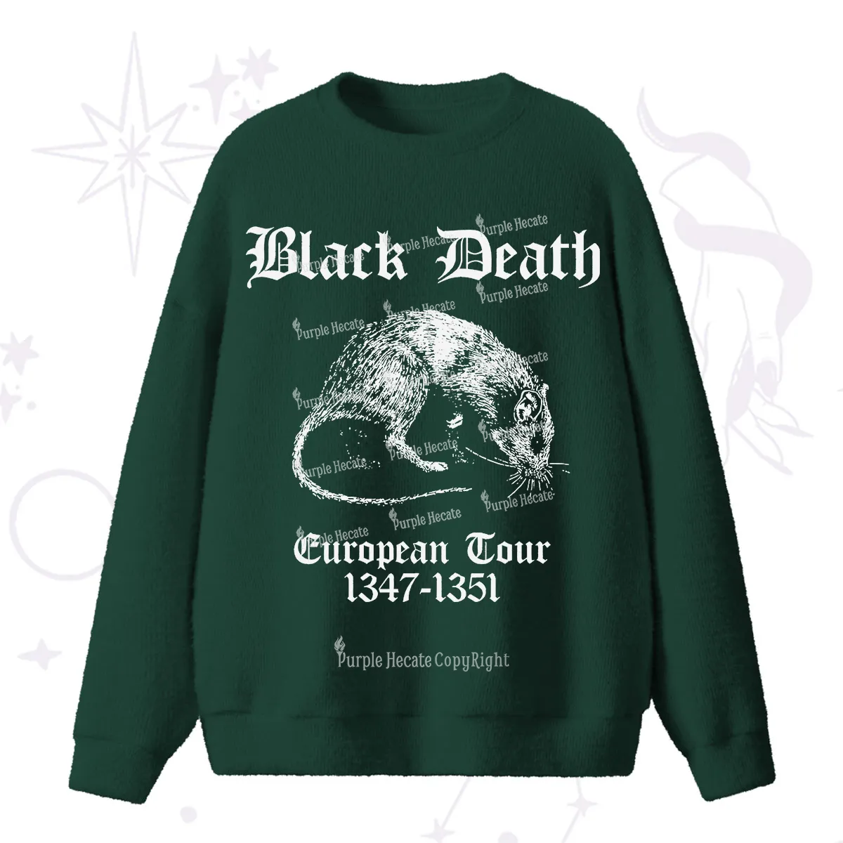 Purplehecate Black Death European Tour Fuzzy Ugly Sweater