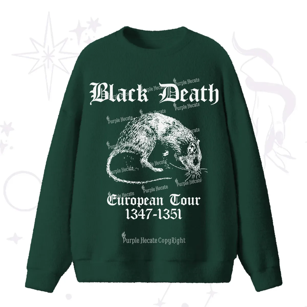 Purplehecate Black Death European Tour Fuzzy Ugly Sweater