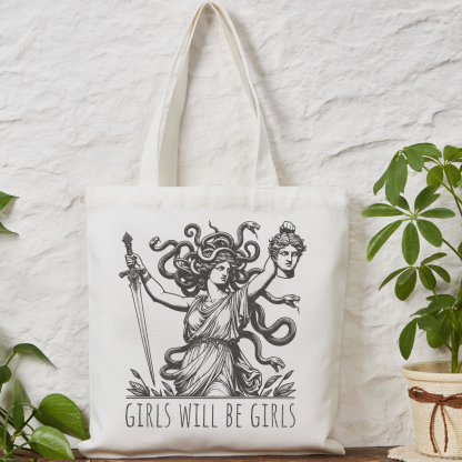 Purplehecate Girls Will Be Girls Medusa Tote Bag