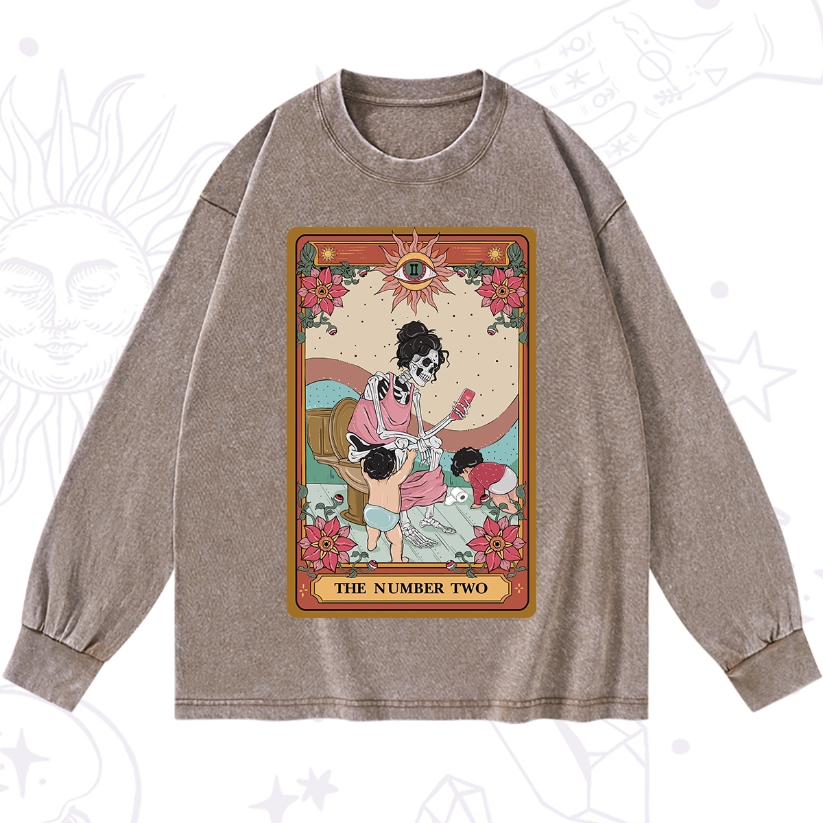 Purplehecate The Number Two Tarot Washed Long Sleeve Shirt