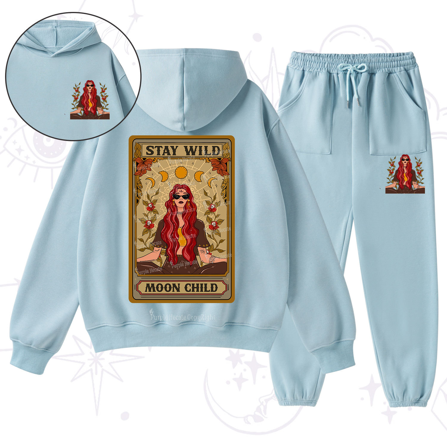 Purplehecate The Stay Wild Moon Child Oracle Card Fleece Hoodie Suit