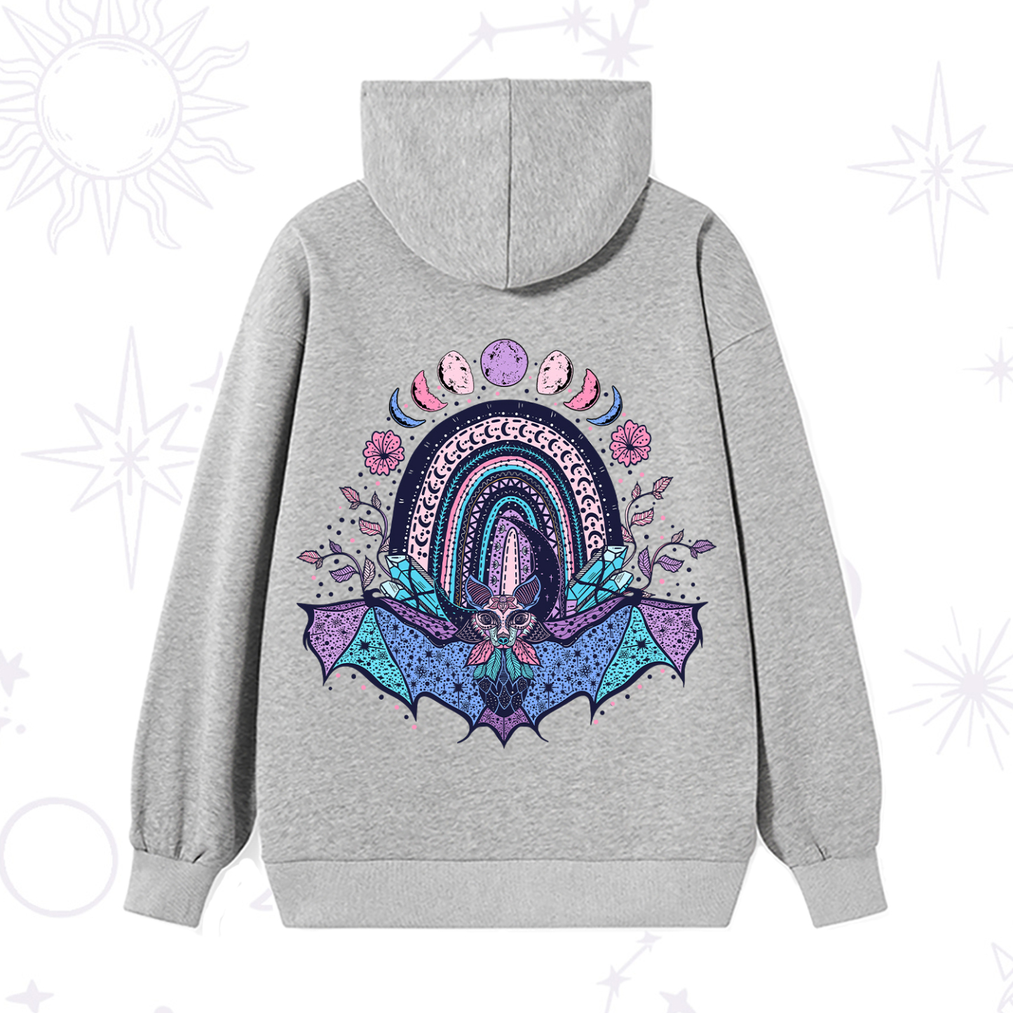 Purplehecate Moon Phase Bat Hoodie