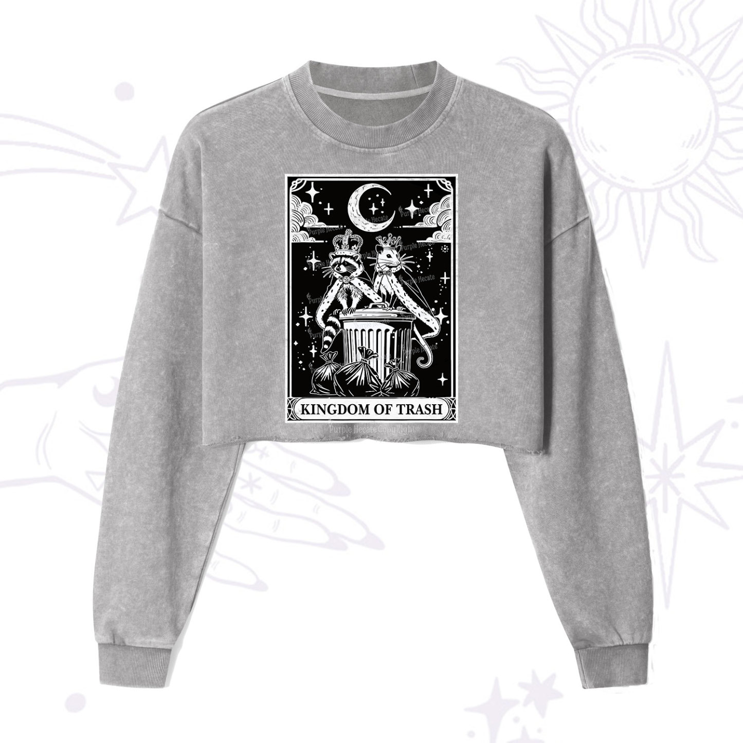 Purplehecate The Kingdom Of Trash Tarot Cropped Washed Sweatshirt
