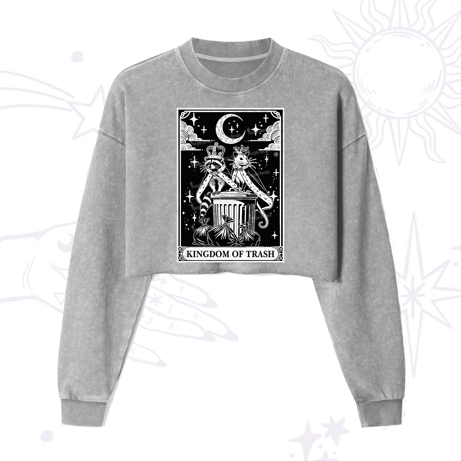 Purplehecate The Kingdom Of Trash Tarot Cropped Washed Sweatshirt