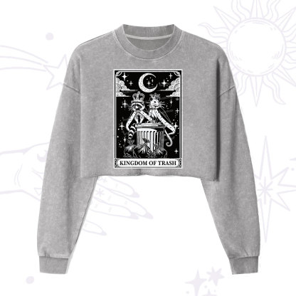 Purplehecate The Kingdom Of Trash Tarot Cropped Washed Sweatshirt
