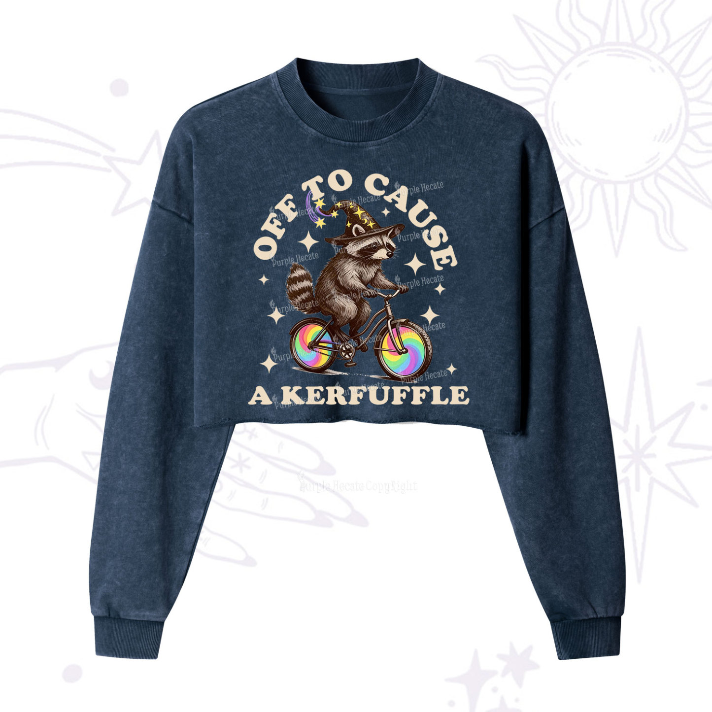 Purplehecate Off To Cause A Kerfuffle Cropped Washed Sweatshirt