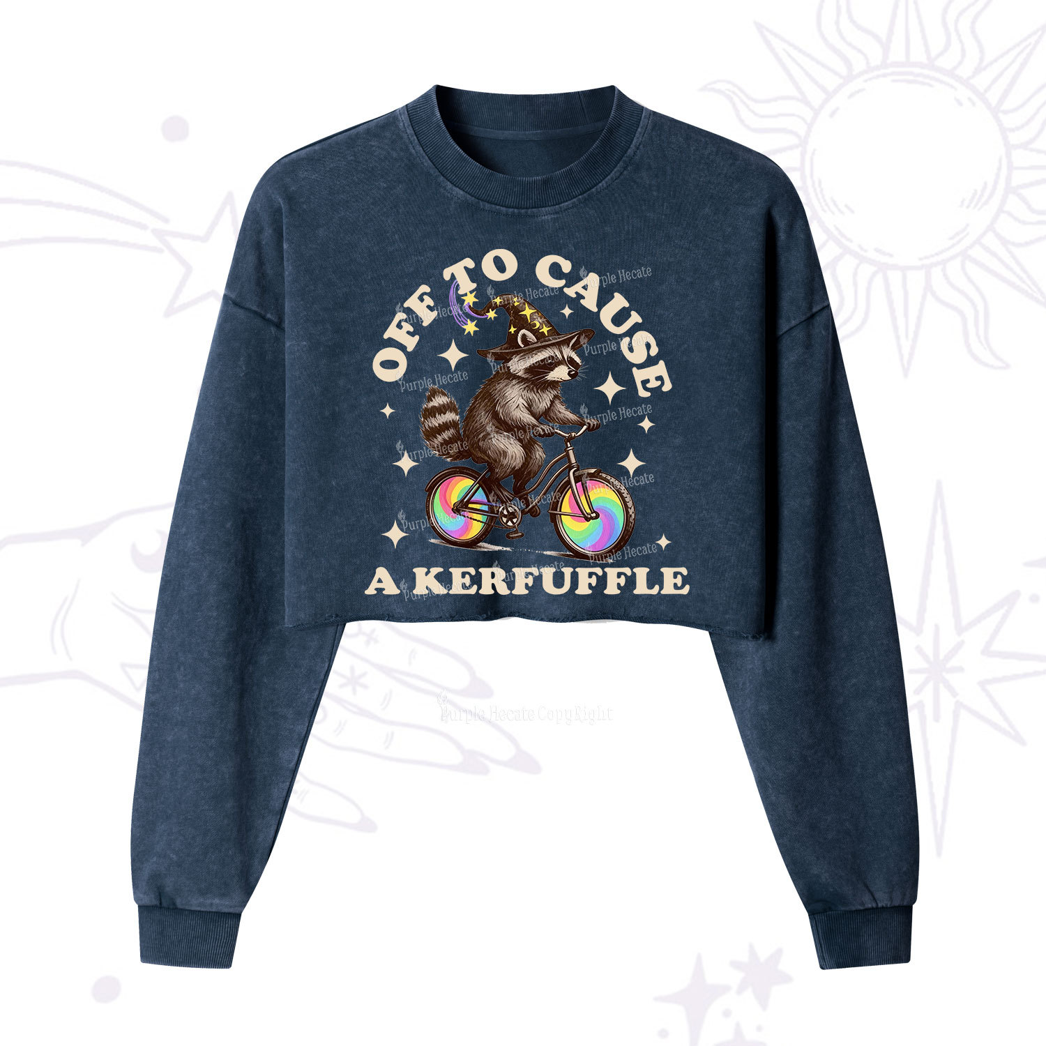 Purplehecate Off To Cause A Kerfuffle Cropped Washed Sweatshirt