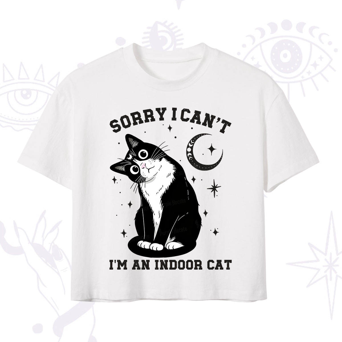 Purplehecate Sorry I Can't Go I'm an Indoor Cat Crop T-Shirt