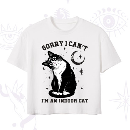 Purplehecate Sorry I Can't Go I'm an Indoor Cat Crop T-Shirt