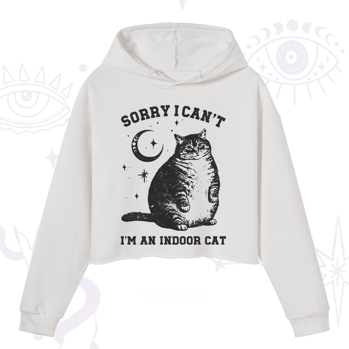 Purplehecate Sorry I Can't Go I'm an Indoor Cat Crop Hoodie