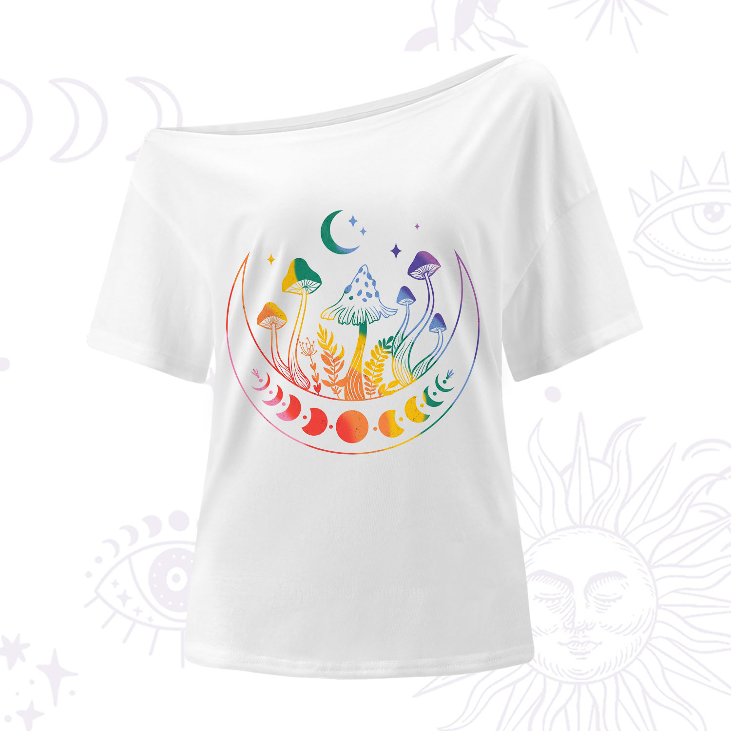 Purplehecate Pride Mushroom Rainbow One Shoulder T-Shirt